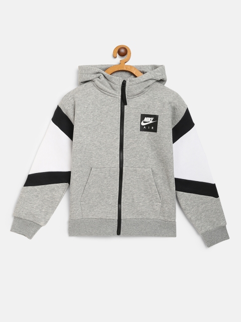 

Nike Boys Grey Melange Printed Back Hooded Sports Sweatshirt