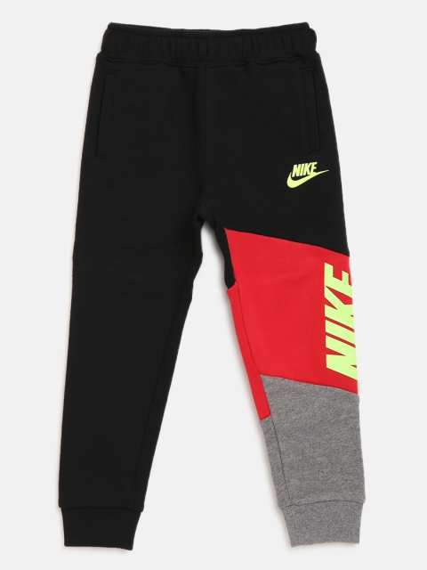 

Nike Boys Black & Red Colourblocked Core HBR Sports Joggers with Brand Logo Print