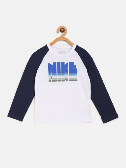 

Nike Boys White Brand Logo Print Babytooth Reverb DF Round Neck T-shirt