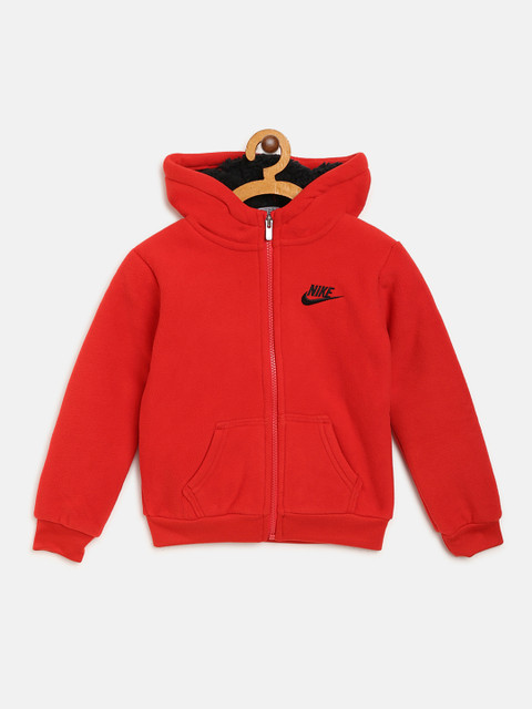 

Nike Boys Red Solid Hooded Sports Sweatshirt