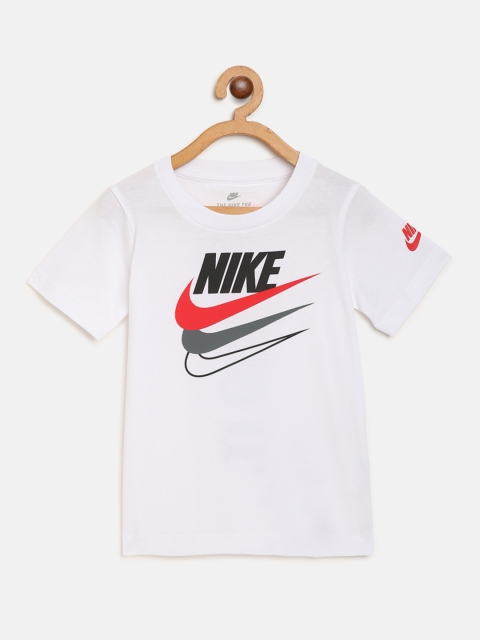 

Nike Boys White Brand Logo Print NSW Multi Round Neck T-shirt
