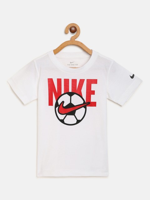 

Nike Boys White Soccer Ball Print Round Neck T-shirt
