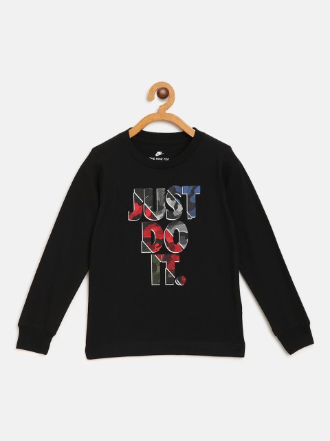 

Nike Boys Black Just Do It Camouflage Print Round Neck T-shirt