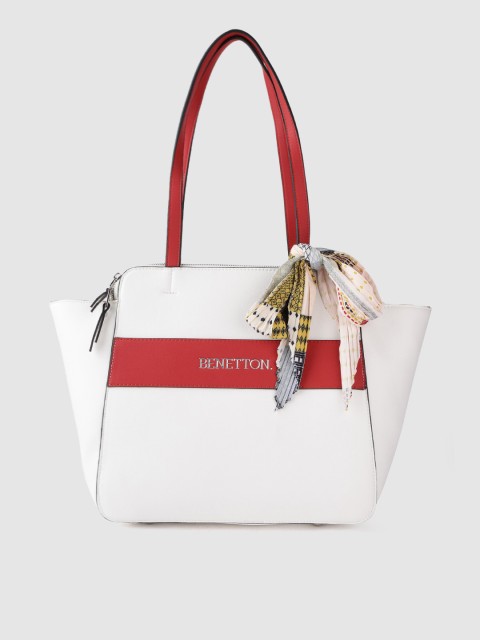 

United Colors of Benetton White & Red Solid Shoulder Bag With Scarf