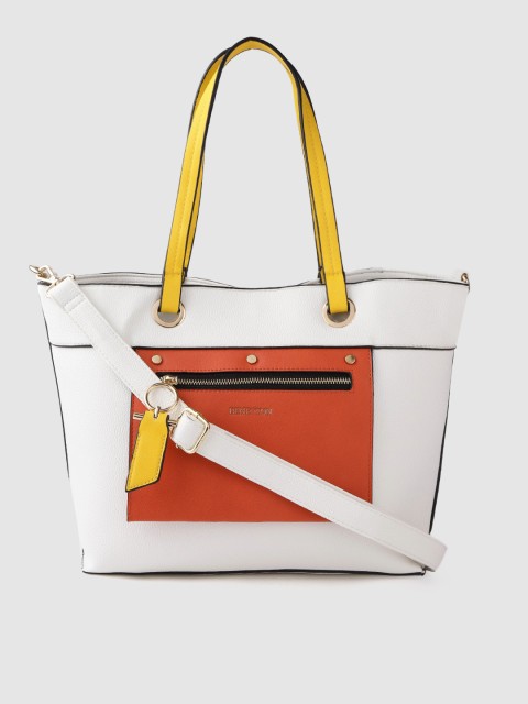 

United Colors of Benetton White & Rust Red Colourblocked Shoulder Bag