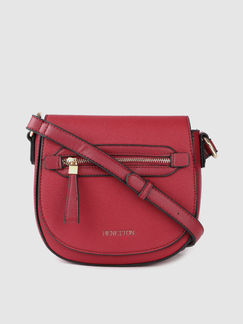 

United Colors of Benetton Maroon Solid Sling Bag
