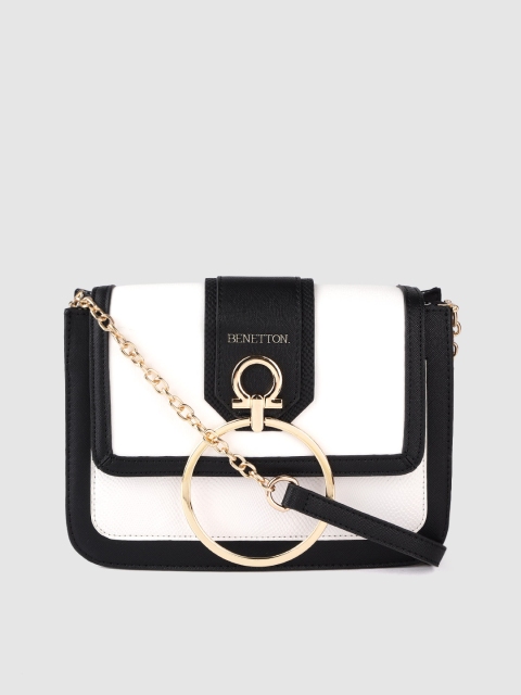 

United Colors of Benetton Black & White Colourblocked Sling Bag