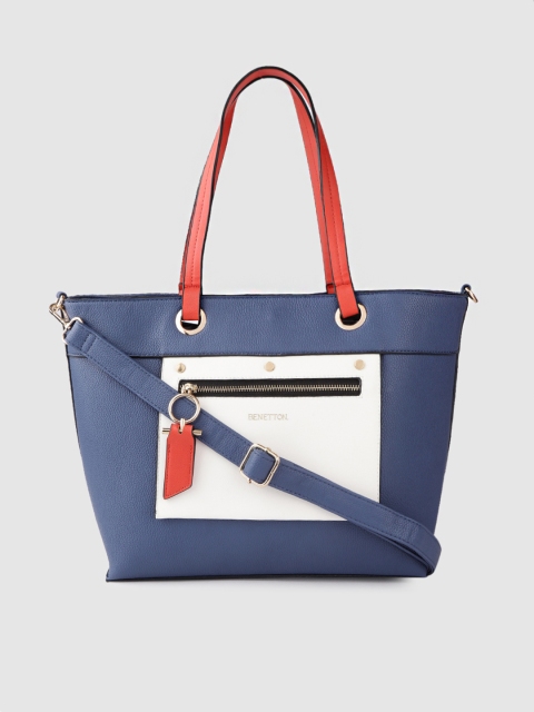 

United Colors of Benetton Navy & White Colourblocked Shoulder Bag, Navy blue