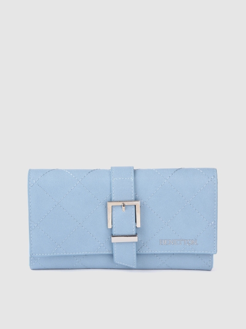 

United Colors of Benetton Women Blue Quilted Two Fold Wallet