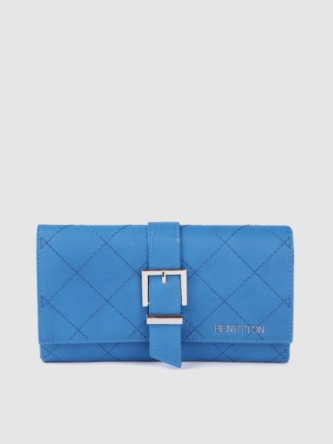 

United Colors of Benetton Women Blue Quilted Two Fold Wallet
