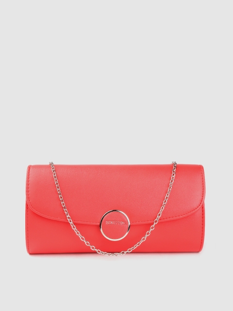 

United Colors of Benetton Red Solid Envelope Clutch