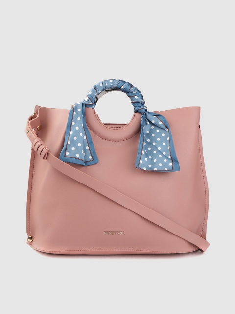 

United Colors of Benetton Dusky Pink Solid Handheld Bag With Printed Scarf