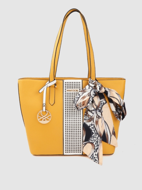 

United Colors of Benetton Mustard Yellow Colourblocked Shoulder Bag