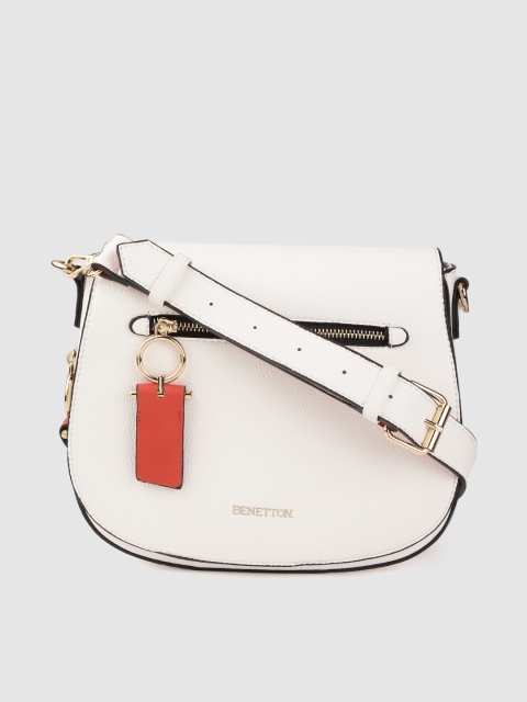 

United Colors of Benetton White Solid Half Moon Sling Bag