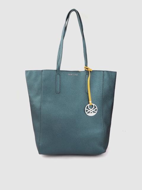

United Colors of Benetton Teal Green Solid Tote Bag