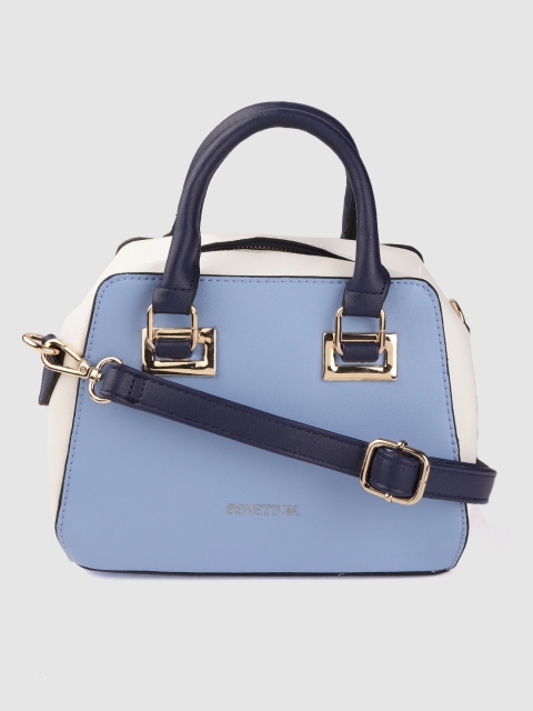 

United Colors of Benetton Blue & White Solid Handheld Bag