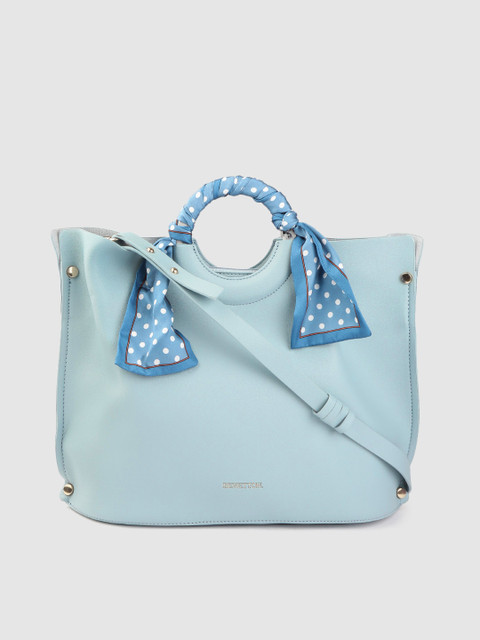 

United Colors of Benetton Blue Solid Handheld Bag with Scarf