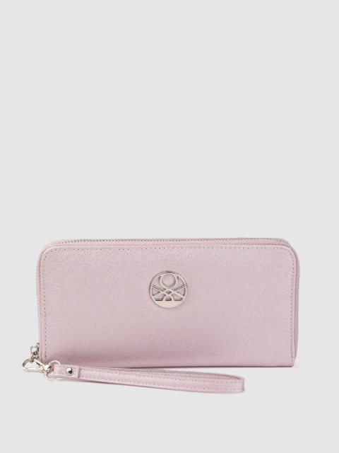 

United Colors of Benetton Women Lavender Solid Zip Around Wallet