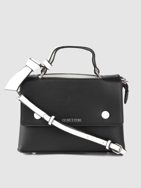 

United Colors of Benetton Black Solid Satchel Bag