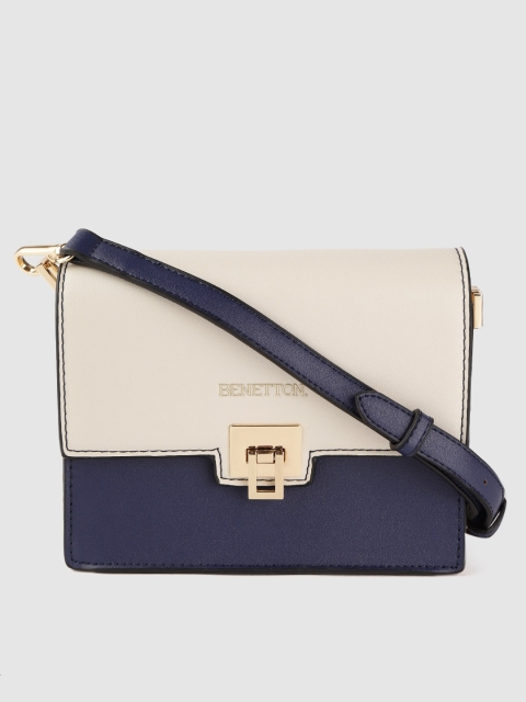 

United Colors of Benetton Beige & Navy Blue Colourblocked Sling Bag