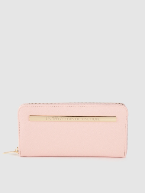

United Colors of Benetton Women Peach-Coloured Solid Zip Around Wallet