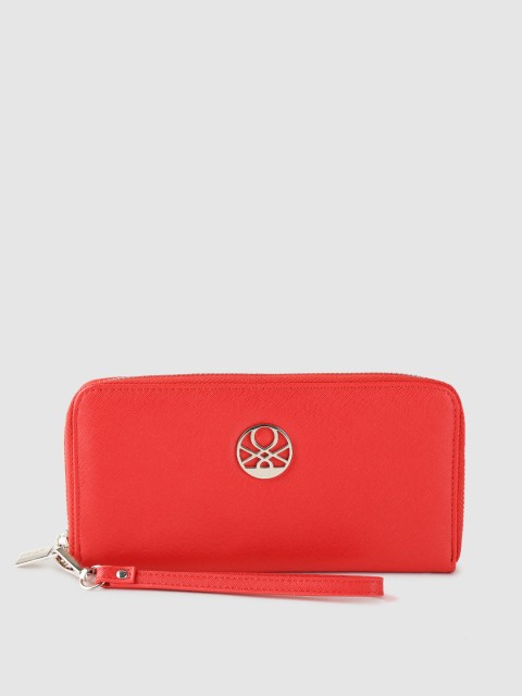 

United Colors of Benetton Women Red Solid Zip Around Wallet