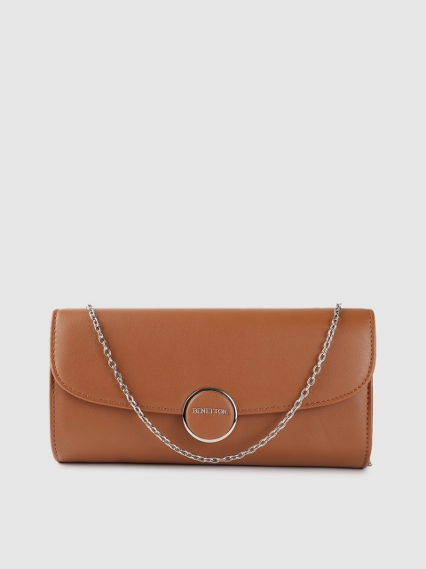 

United Colors of Benetton Brown Solid Envelope Clutch
