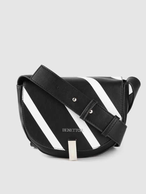

United Colors of Benetton Black & White Striped Sling Bag