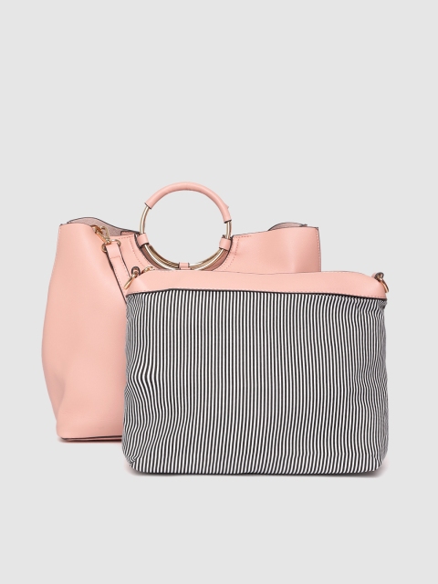 

United Colors of Benetton Dusty Pink Solid Handheld Bag With Pouch & Scarf