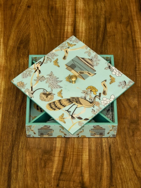 

Tistabene Blue & Brown Printed Handcrafted Cela Designer Multi-Utility Box