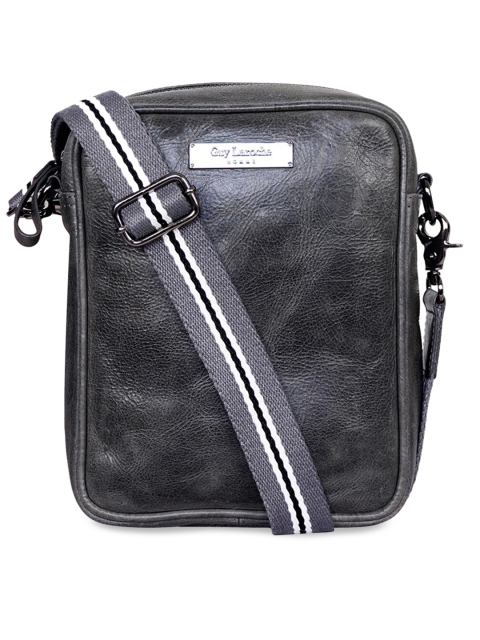 

Justanned Men Grey Solid Leather Messenger Bag
