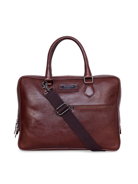 

Justanned Men Brown Solid Leather Laptop Bag