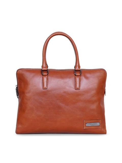 

Justanned Men Brown Solid Leather Laptop Bag