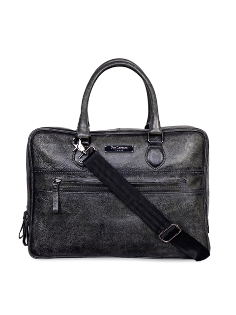 

Justanned Men Grey Solid Leather Laptop Bag