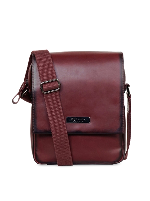 

Justanned Men Burgundy Solid Leather Messenger Bag