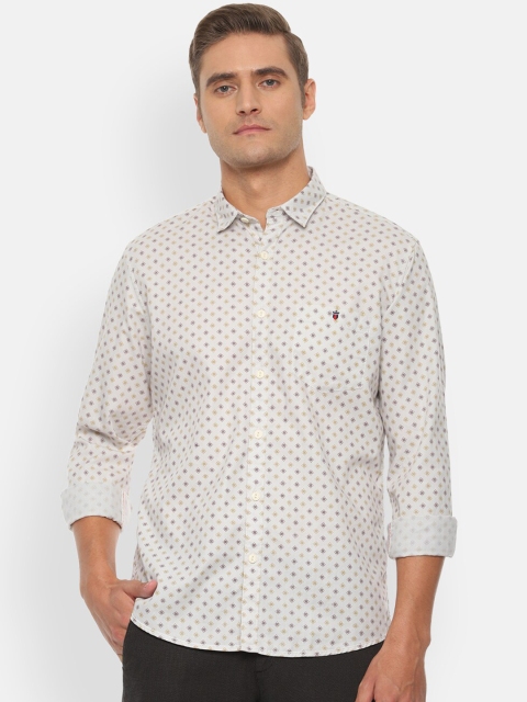 

Louis Philippe Jeans Men Cream-Coloured Slim Fit Printed Casual Shirt