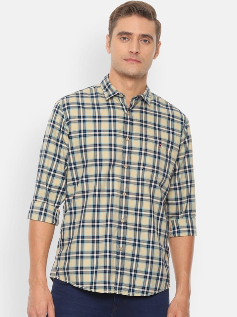 

Louis Philippe Jeans Men Beige & Black Slim Fit Checked Casual Shirt