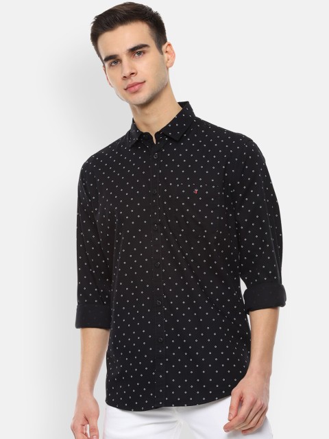 

Louis Philippe Jeans Men Black & White Slim Fit Printed Casual Shirt