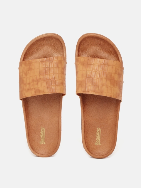 

Roadster Women Brown Croc Skin Textured Sliders