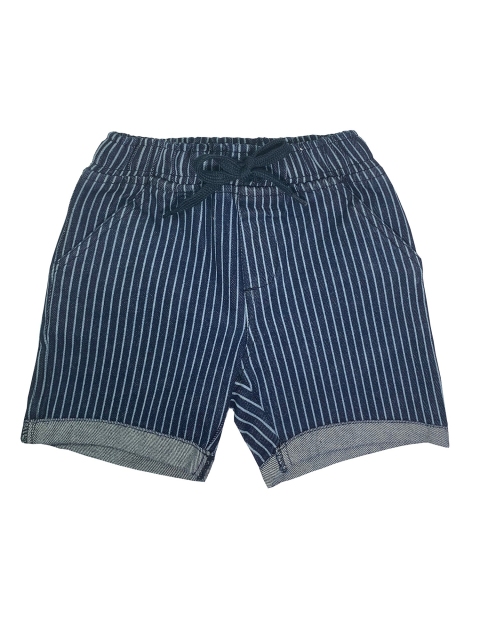 

KiddoPanti Boys Navy Blue Striped Regular Fit Regular Shorts