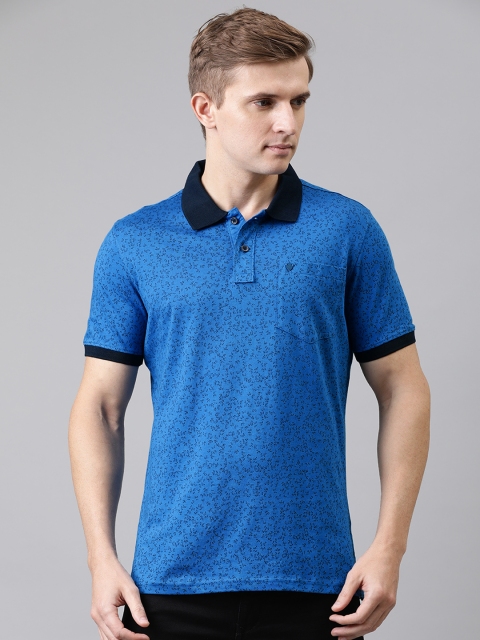 

Turtle Men Blue & Black Printed Slim Fit Polo Collar T-shirt