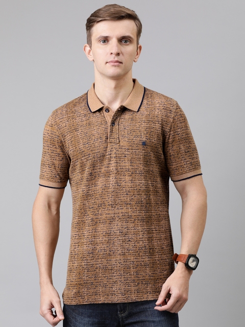 

Turtle Men Brown & Navy Blue Printed Polo Collar T-shirt