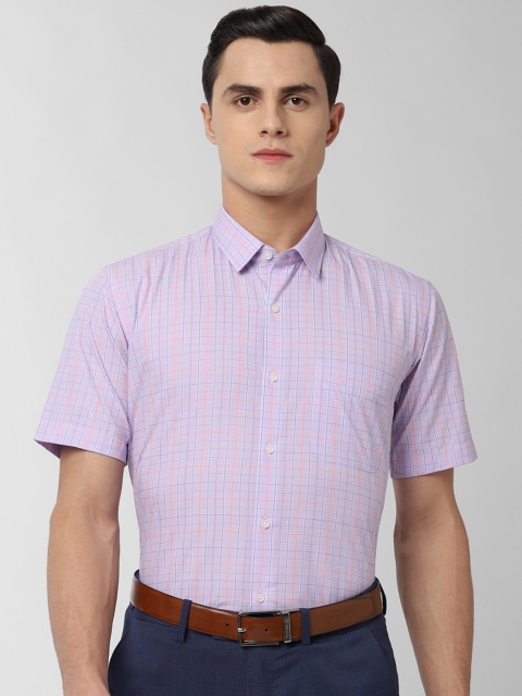

Peter England Men Purple Regular Fit Checked Formal Shirt