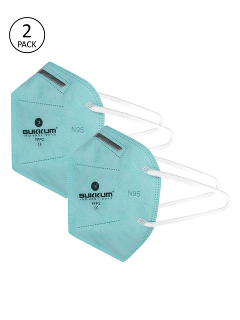 

BUKKUM Unisex Pack of 5 Pcs Turquoise Blue Reusable 5-Ply Protective N95 Masks
