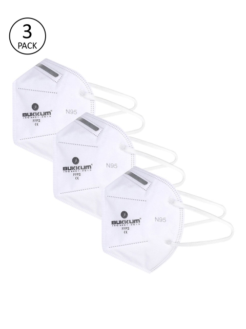 

BUKKUM Unisex 3 Pcs White 5 Ply Valved Reusable N95 Masks