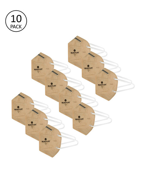 

BUKKUM Unisex Pack of 10 Brown Solid Reusable 5-Ply N95 Masks