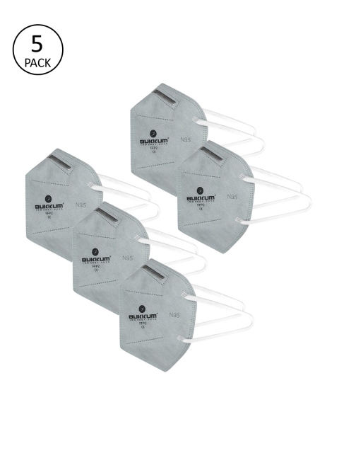 

BUKKUM Unisex Grey Pack Of 5 Reusable 5-Ply N95 Masks