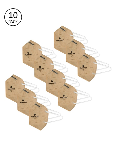 

BUKKUM Unisex Pack of 10 Beige Solid Reusable 5-Ply N95 Masks, Brown