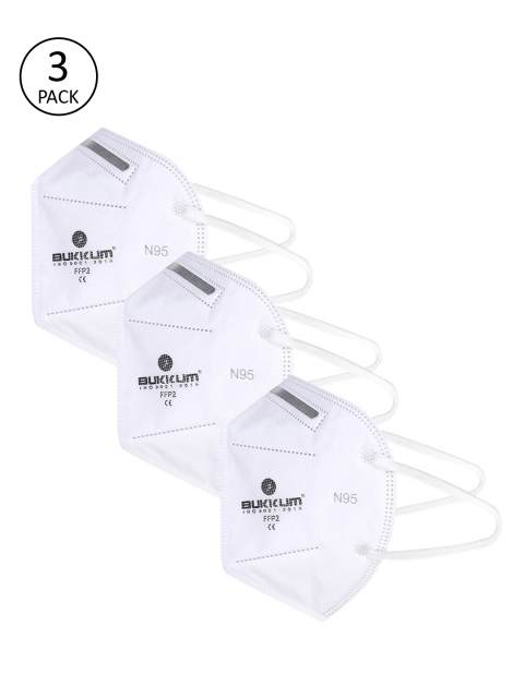 

BUKKUM Adults Pack Of 3 White 5-Ply Reusable Valved N95 Masks