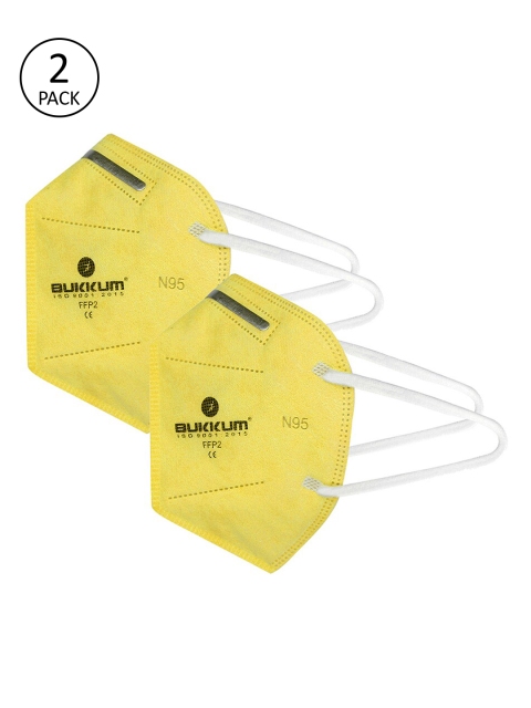 

BUKKUM Unisex Yellow 2-Pcs 5-Ply Valved N95 Mask